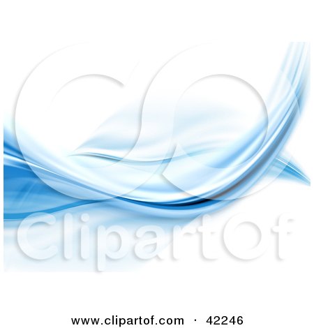 Clipart Illustration of a Swoosh Of Blue Waves On A White Background by KJ Pargeter