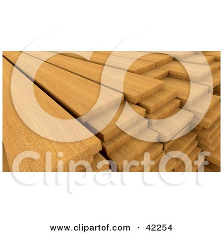 Clipart Illustration of Piles Of Oak Wood In A Lumber Yard by KJ Pargeter