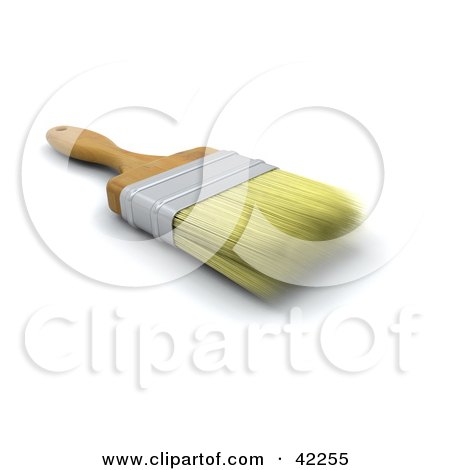 Clipart Illustration of a 3d Paintbrush With Clean Bristles by KJ Pargeter