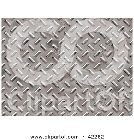 Clipart Illustration of a Riveted Metal Tile Background With Grunge by KJ Pargeter