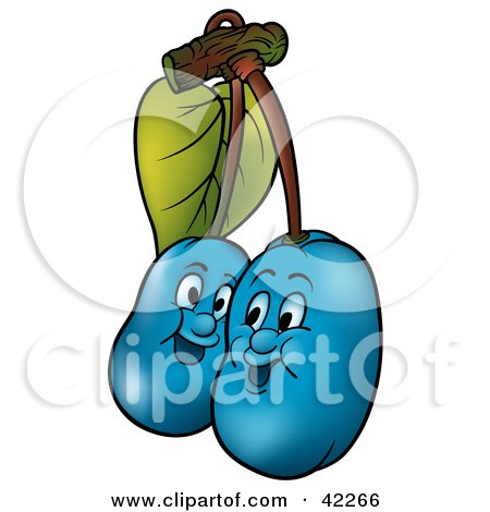 Clipart Illustration of Two Happy Plums by dero