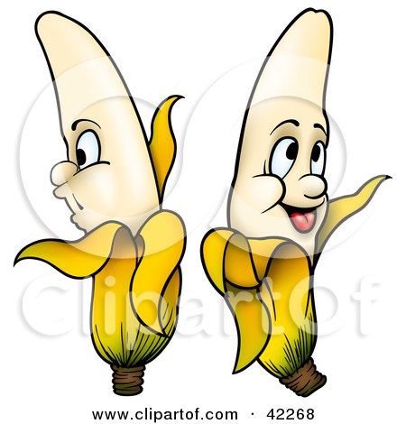 Clipart Illustration of Happy And Grumpy Bananas by dero