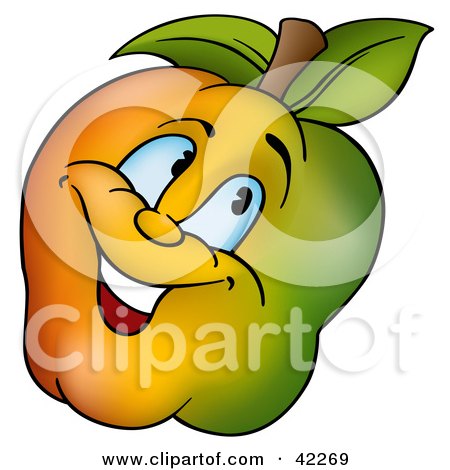 Clipart Illustration of a Happy Apple Smiling by dero