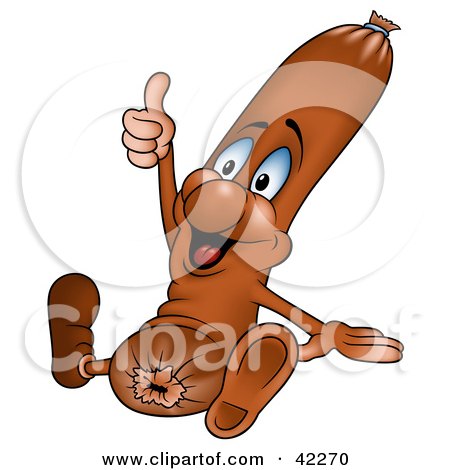 Clipart Illustration of a Happy Frankfurter Giving The Thumbs Up by dero