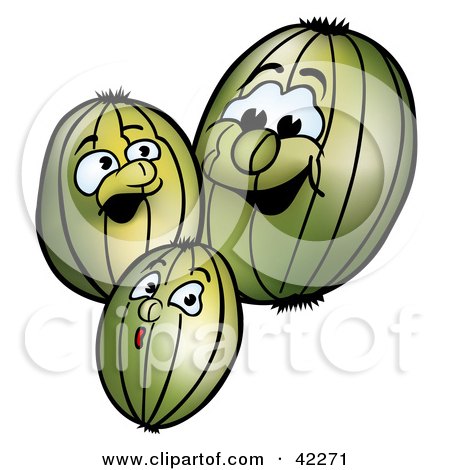 Clipart Illustration of Three Expressive Gooseberries by dero