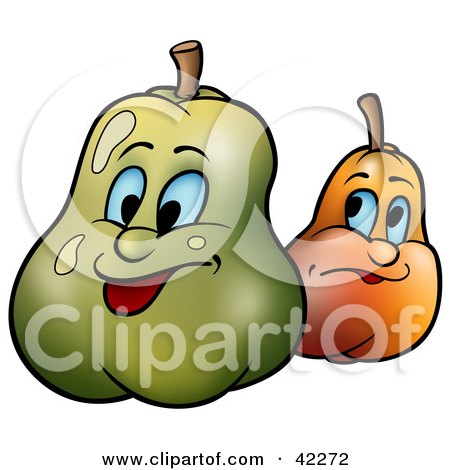 Clipart Illustration of Two Expressive Pears by dero