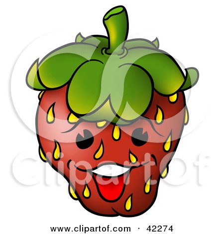 Clipart Illustration of a Happy Strawberry With A Seeded Face by dero