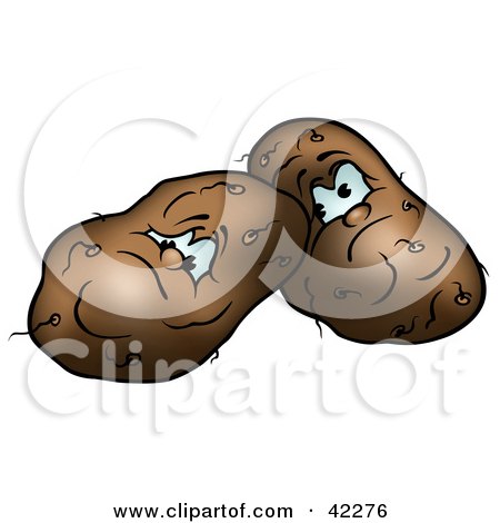 Clipart Illustration of Two Depressed Potatoes by dero