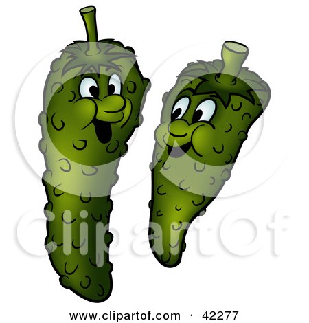 Clipart Illustration of Two Happy Gherkins by dero