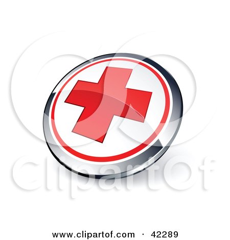 Clipart Illustration of a Red Round First Aid Cross Button  by beboy