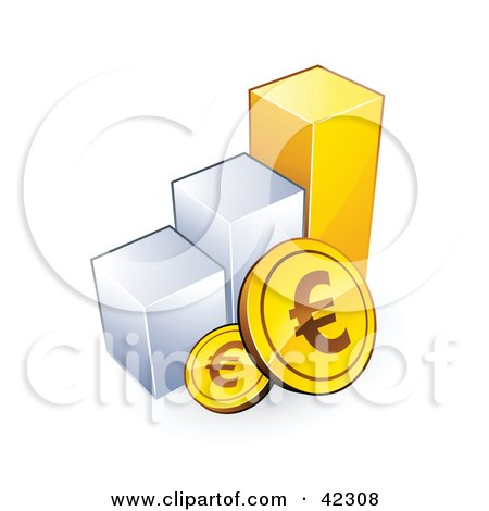 Clipart Illustration of Euro Coins Resting Against A Bar Graph by beboy