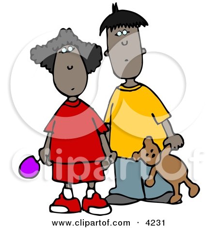 Ethnic Brother and Sister Standing Together Clipart by djart