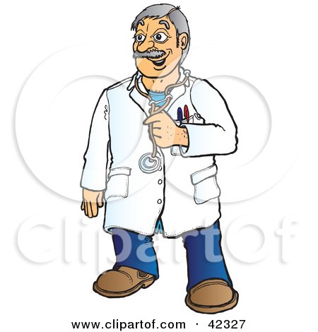 Clipart Illustration of a Friendly Gray Haired Male Doctor by Snowy