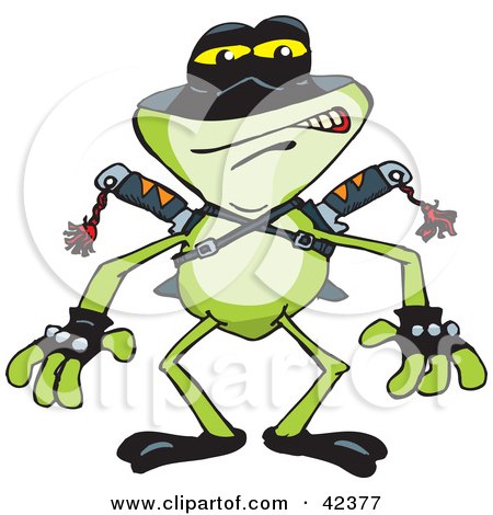 Clipart Illustration of a Disguised Green Ninja Frog by Dennis Holmes Designs