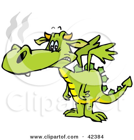 Clipart Illustration of a Lonely Green Dragon Sniffling by Dennis Holmes Designs