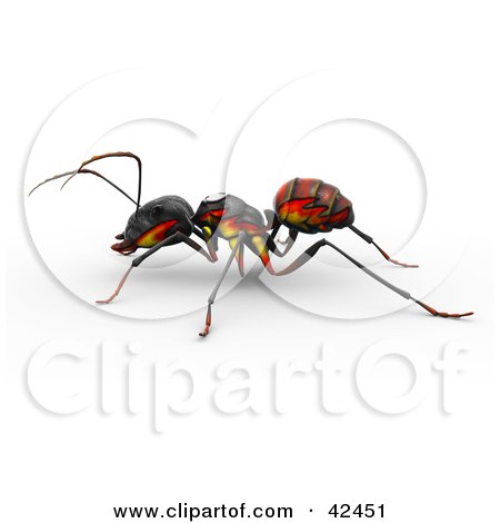 Clipart Illustration of an Ant With A Flame Paint Job On Its Side by Leo Blanchette
