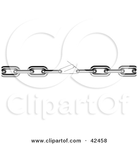 Clipart Illustration of a Chain Held Together With A Weak, Unfolding Paperclip by stockillustrations