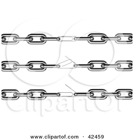 Clipart Illustration of Three Weak Links Held Together With A Paperclip by stockillustrations