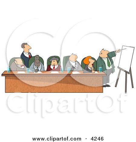 Businessmen and Businesswomen During a Business Meeting Clipart by djart