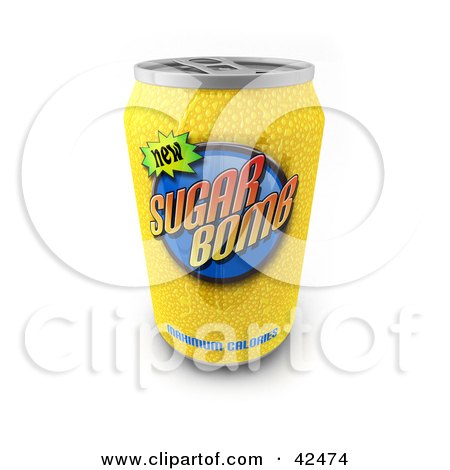 Clipart Illustration of a Yellow Sugar Bomb Soda Beverage In A Can by stockillustrations