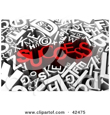 Clipart Illustration of The Red 3d Word SUCCESS Surrounded By White Letters by stockillustrations