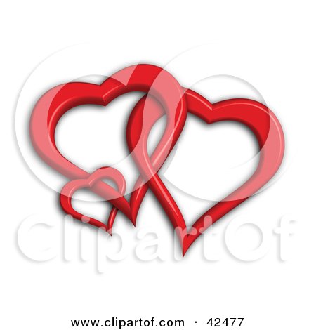 Clipart Illustration of Three Entwined 3d Red Hearts by stockillustrations