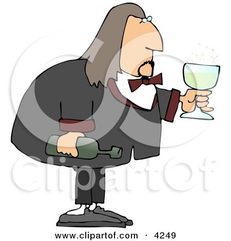 Male Waiter Serving Wine in a Glass Clipart by djart