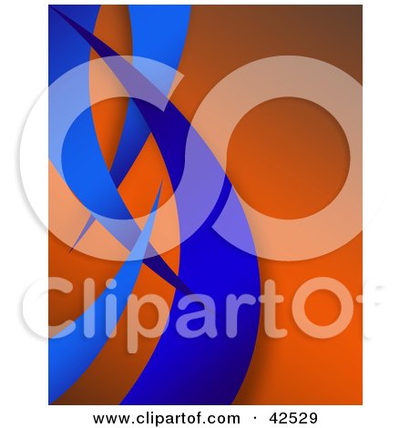 Clipart Illustration of an Orange Background With Blue Swooshes by Arena Creative