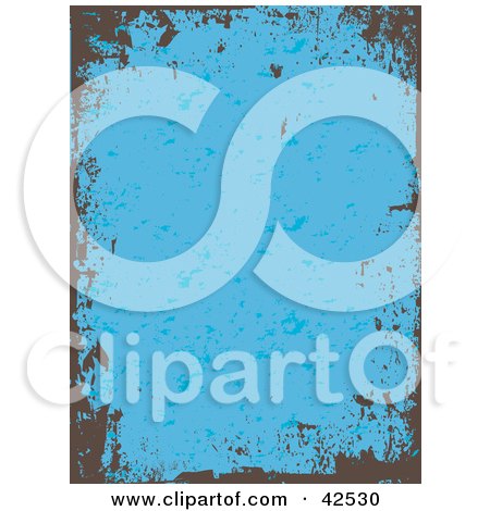 Clipart Illustration of a Brown Grunge Border On A Blue Vertical Background by Arena Creative