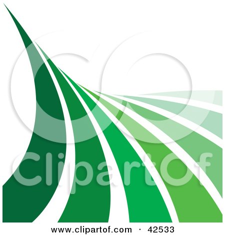 Clipart Illustration of a Wave Of Green Lines Curving Up Over A White Background by Arena Creative