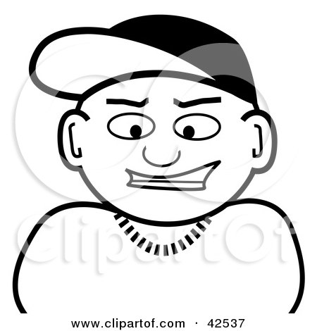 Clipart Illustration of a Black And White Man Wearing A Hat by Arena Creative