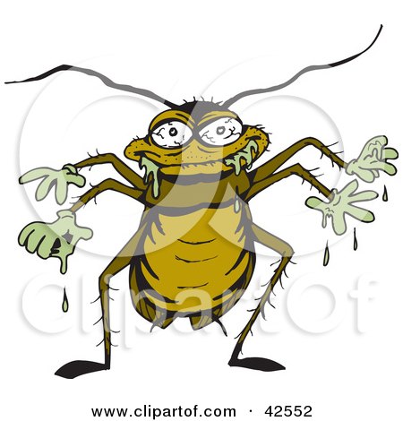 Clipart Illustration of a Nasty Cockroach Dripping With Goo by Dennis Holmes Designs