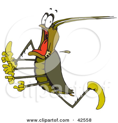 Clipart Illustration of a Scared Cockroach Running by Dennis Holmes Designs
