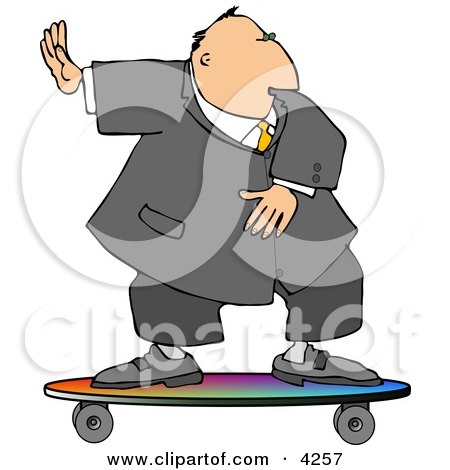 Successful Businessman Surfing On a Skateboard Clipart by djart