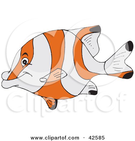 Clipart Illustration of a Friendly Orange And White Fish by Dennis Holmes Designs