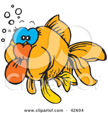 Clipart Illustration of a Silly Goldfish Making Funny Faces by Dennis Holmes Designs