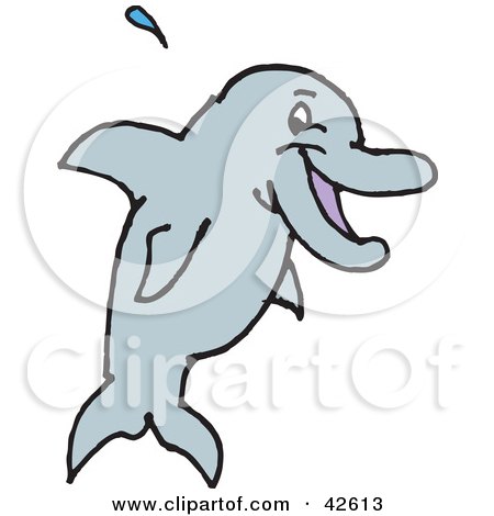 Clipart Illustration of a Happy Dolphin by Dennis Holmes Designs