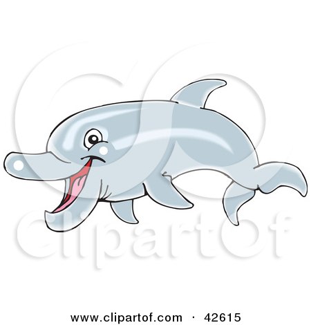 Clipart Illustration of a Playful Gray Dolphin by Dennis Holmes Designs