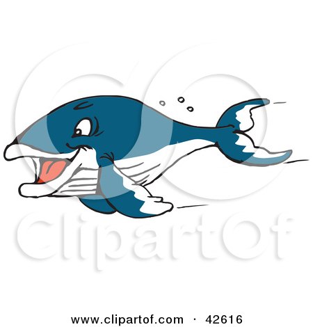 Clipart Illustration of a Fast Swimming Blue Whale by Dennis Holmes Designs