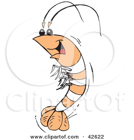 Clipart Illustration of a Friendly Tan And White Prawn by Dennis Holmes Designs