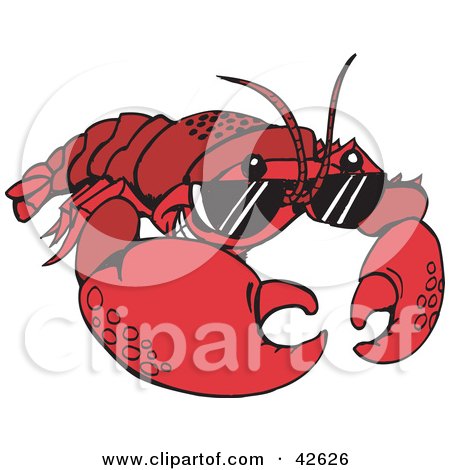 Clipart Illustration of a Cool Lobster Wearing Shades by Dennis Holmes Designs