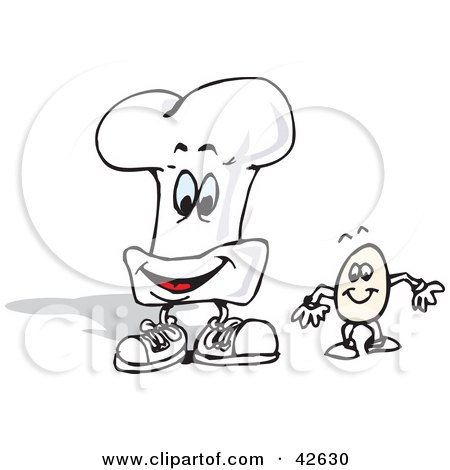 Clipart Illustration of a Chef Hat Character Standing With An Egg by Dennis Holmes Designs