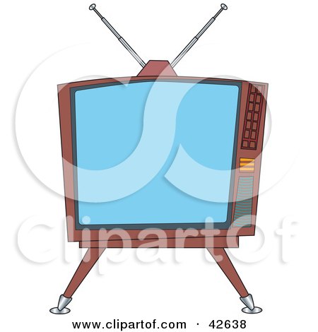 Clipart Illustration of an Old Fashioned Square Tv On A Stand by Dennis Holmes Designs