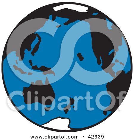Clipart Illustration of a Blue, White And Black Planet Earth by Dennis Holmes Designs