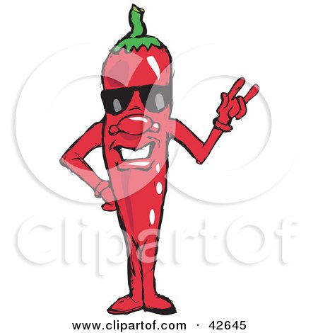 Clipart Illustration of a Hot Red Chili Pepper Wearing Shades by Dennis Holmes Designs