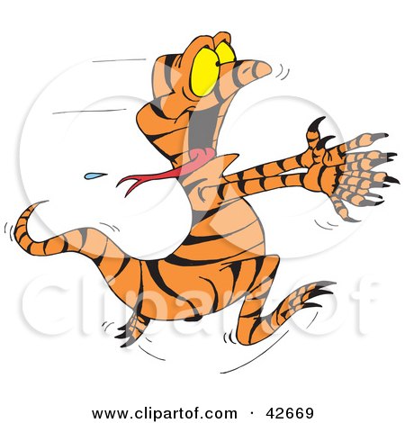 Clipart Illustration of a Scared Running Lizard by Dennis Holmes Designs