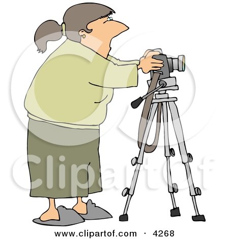 Freelance Photographer Taking Photographs with Digital Camera Mounted to a Tripod Clipart by djart
