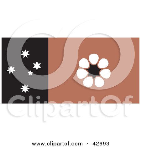Clipart Illustration of a Brown, White And Black Northern Territory Flag With Southern Cross Stars by Dennis Holmes Designs