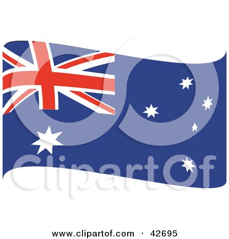 Clipart Illustration of a Flag Of Australia Waving by Dennis Holmes Designs