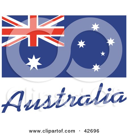 Clipart Illustration of a Flat Flag Of Australia With Blue Text by Dennis Holmes Designs
